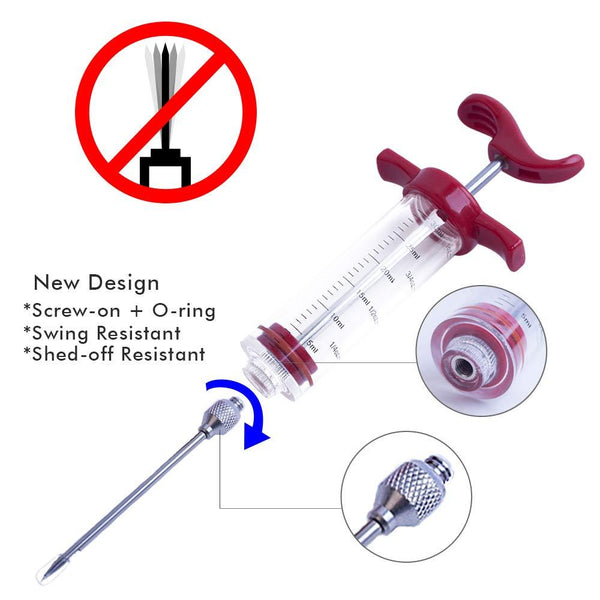 Meat Injector, GRILL BEAST 1-oz Plastic BBQ Marinade Injector Kit, Turkey Injector Syringe