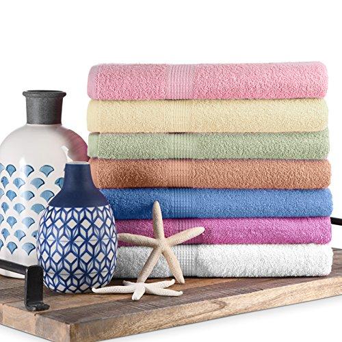 CrystalTowels 7-Pack Bath Towels - Extra-Absorbent - 100% Cotton - 27" x 52"