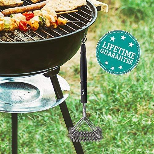 Sable Grill Brush Bristle Free - BBQ Grill Cleaning Brush and Scraper- Safe 18" Weber Grill Cleaning Kit for Stainless Steel, Ceramic, Iron, Gas & Porcelain Barbecue Grates