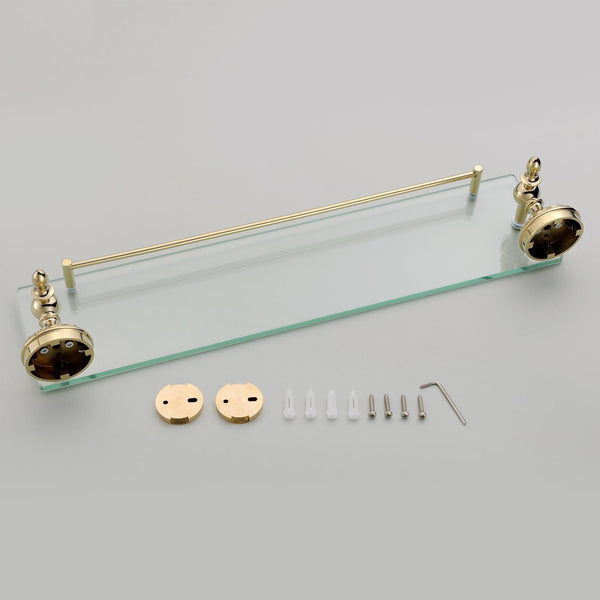 Leyden Bathroom Bath Shower Ti-pvd Finish Solid Brass Material Glass Shelf Lavatory Accessories