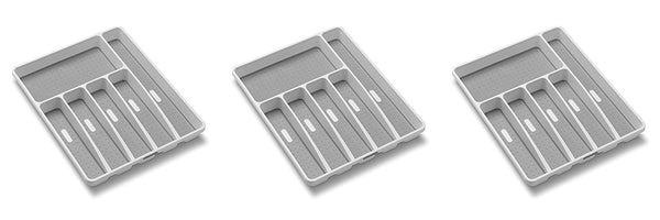 madesmart Classic Large Silverware Tray - White | CLASSIC COLLECTION | 6-Compartments |  Soft-grip Lining and Non-slip Feet |BPA-Free