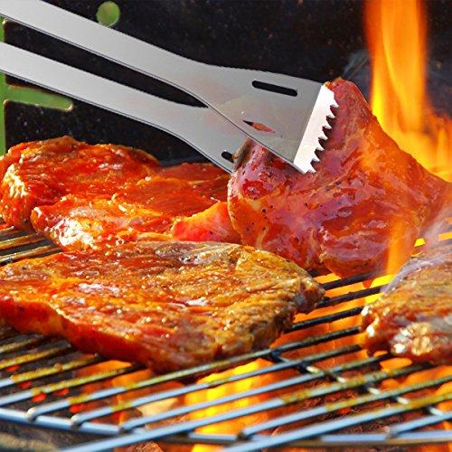 Home-Complete BBQ Grill Tool Set- 16 Piece Stainless Steel Barbecue Grilling Accessories with Aluminum Case, Spatula, Tongs, Skewers