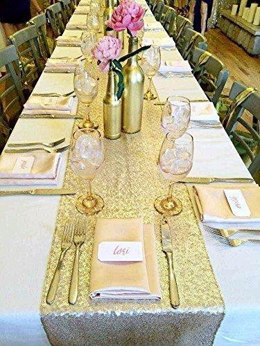 ACRABROS Sequin Table Runners Rose Gold- 12 X 108 Inch Glitter Rose Gold Table Runner-Rose Gold Party Supplies Fabric Decorations for Wedding Birthday Baby Shower