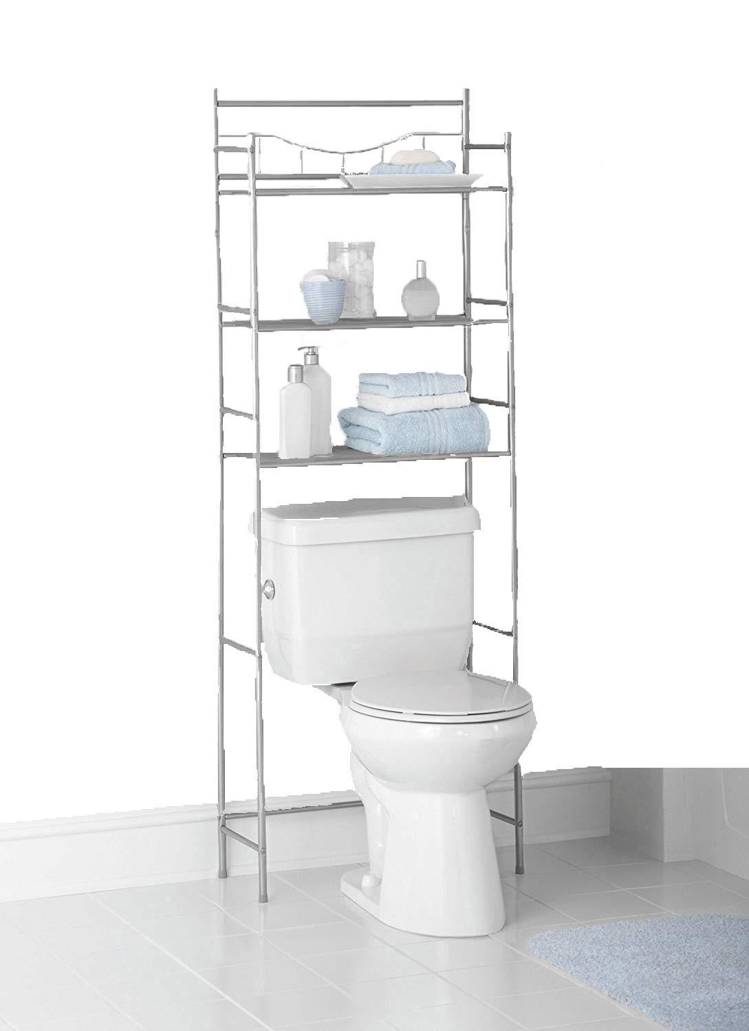 Mainstays 3-Shelf Bathroom Space Saver, Fits Most Standard Toilets (3-Shelf, Satin Nickel)