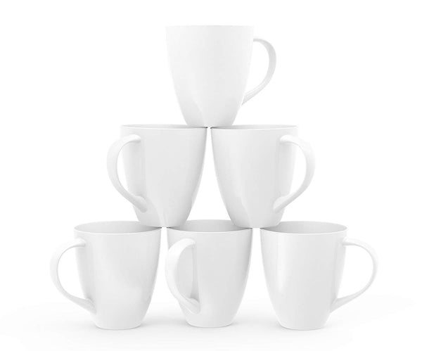 Francois et Mimi Set of 6 Large-sized 16 Ounce Ceramic Coffee Mugs (Solid Colorful)