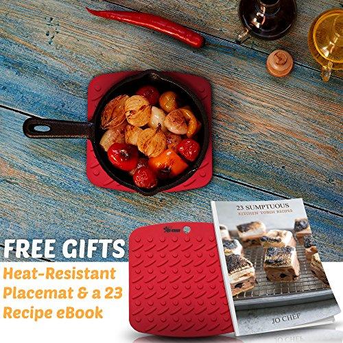 Jo Chef Kitchen Torch, Blow Torch - Refillable Butane Torch With Adjustable Flame - Culinary Torch, Creme Brûlée Torch For Cooking Food, Baking, BBQ & More + FREE Recipe eBook (With Fuel Gauge)