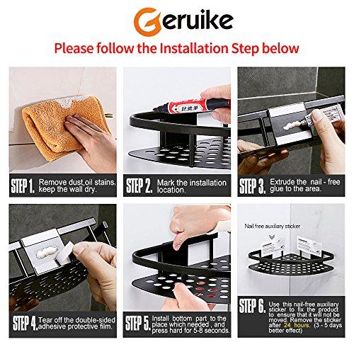 GERUIKE Shower Caddy Corner Shelf Wall Mounted Aluminum Self Adhesive Bathroom Organizer Rustproof, White