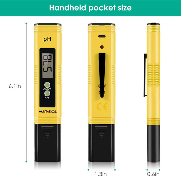 Digital PH Meter, VANTAKOOL PH Meter 0.01 PH High Accuracy Water Quality Tester with 0-14 PH Measurement Range for Household Drinking, Pool and Aquarium Water PH Tester Design with ATC (Blue) (yellow)
