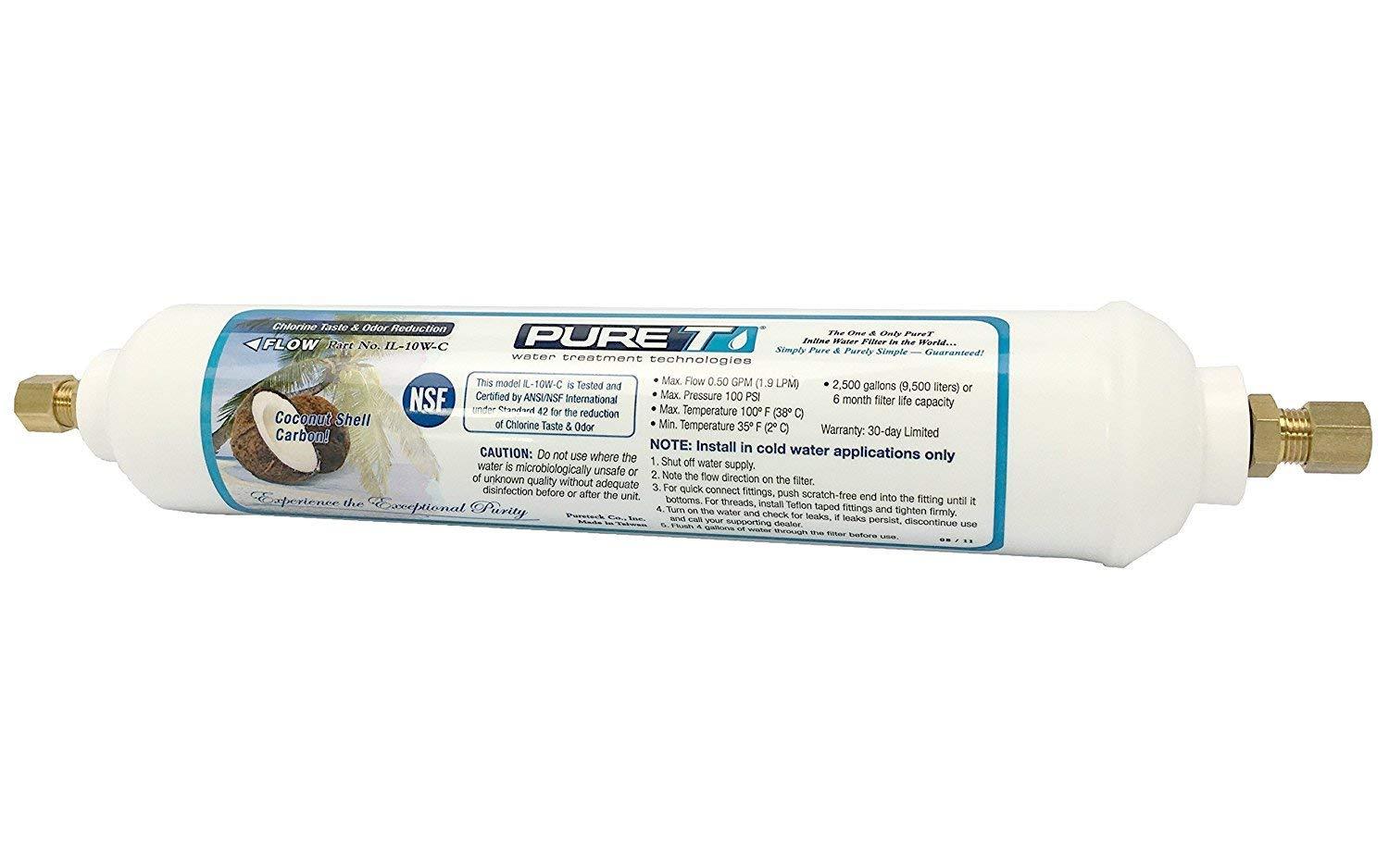 LASCO 37-1821 Ice Maker Inline Filter with 1/4-Inch Compression Connection, 2-Inch x 10-Inch