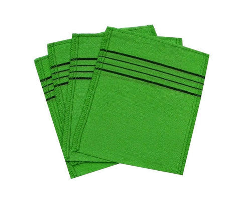 Korean Exfoliating Bath Washcloth [4 pcs] (Green) by TeChef Home