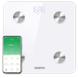 RENPHO Bluetooth Body Fat Scale Smart Digital Bathroom Weight BMI Scale Body Composition Monitor Analyzer with Smartphone App 396 lbs - White