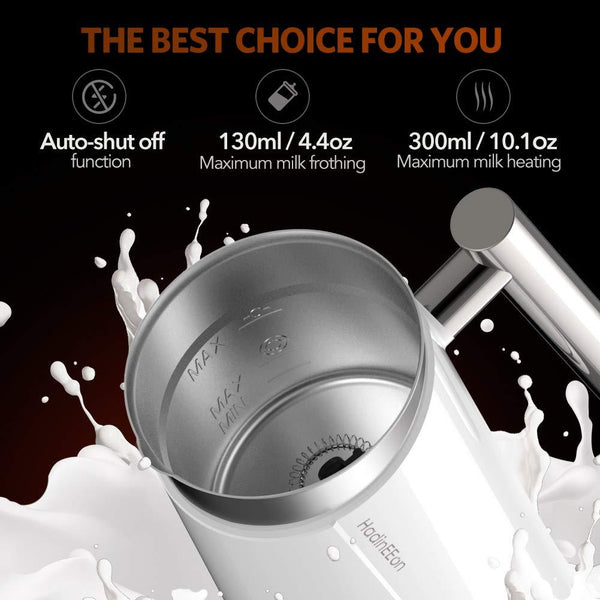 HadinEEon Milk Frother, Electric Milk Frother & Steamer for Making Latte, Cappuccino, Hot Chocolate, Automatic Cold Hot Milk Frother & Warmer (4.4 oz/10.1 oz), Coffee Frother Milk Heater