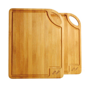 Bamboo Cutting And Serving Board Set of 3, Assorted Size Kitchen Chopping Board Set Small Medium & Large 8.7" x 6.3",12" x 8.7",14.9" x 12" by HTB