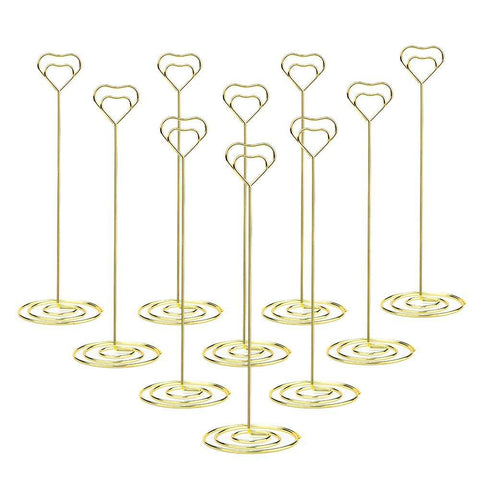 Jofefe 10pcs 8.6" Tall Place Card Holders Table Number Stand Table Card Holders Table Picture Holder Wire Photo Holder with Heart Shape Menu Memo Clips for Wedding Favors, Silver