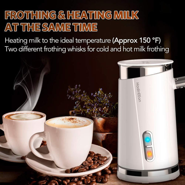 HadinEEon Milk Frother, Electric Milk Frother & Steamer for Making Latte, Cappuccino, Hot Chocolate, Automatic Cold Hot Milk Frother & Warmer (4.4 oz/10.1 oz), Coffee Frother Milk Heater