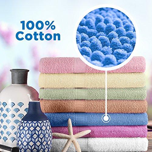 CrystalTowels 7-Pack Bath Towels - Extra-Absorbent - 100% Cotton - 27" x 52"