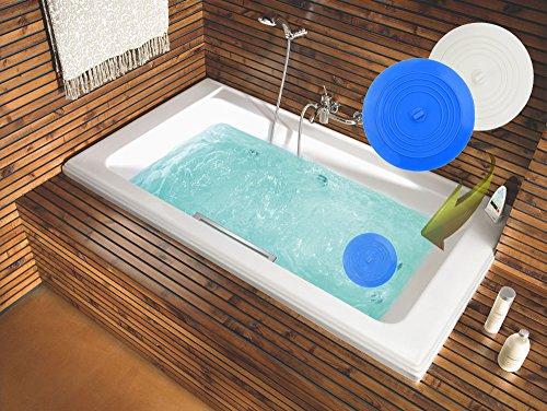 V-TOP Tub Stopper 2 Pack, 6 inches Large Silicone Bathtub Stopper Drain Plug Sinks Hair Stopper Flat Suction Cover for Kitchen Bathroom and Laundry (White&Gray)