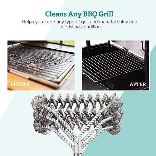 Sable Grill Brush Bristle Free - BBQ Grill Cleaning Brush and Scraper- Safe 18" Weber Grill Cleaning Kit for Stainless Steel, Ceramic, Iron, Gas & Porcelain Barbecue Grates