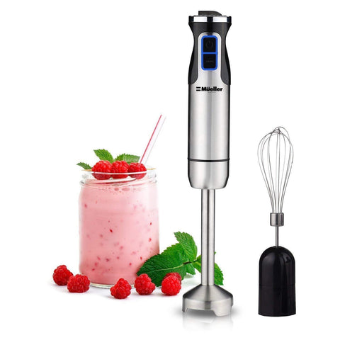 Mueller Austria 1 001 Ultra-Stick 500 Watt 9-Speed Immersion Multi-Purpose Hand Blender Heavy Duty Copper Motor Brushed Stainless Steel Finish Includes Whisk Attachment normal Silver
