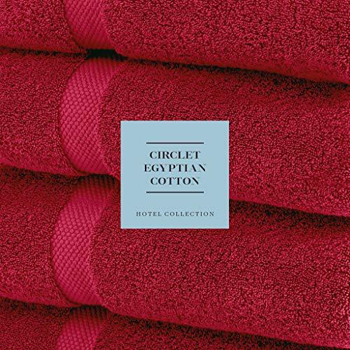 Luxury White Bath Towels Large - Circlet Egyptian Cotton | Highly Absorbent Hotel spa Collection Bathroom Towel | 27x54 Inch | Set of 4