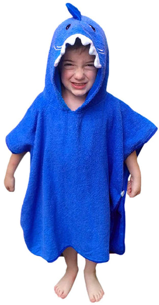 Hudz Kidz Hooded Towel for Kids & Toddlers, Ideal at Bath, Beach, Pool (Blue Shark)