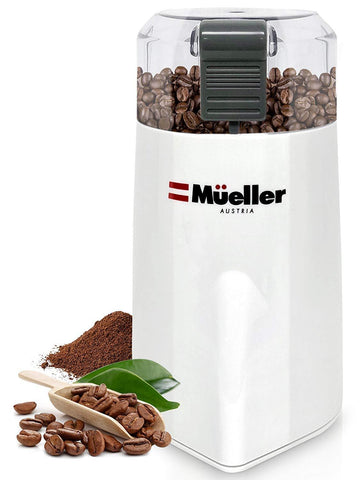 Mueller Austria HyperGrind Precision Electric Coffee Grinder Mill with Large Grinding Capacity and HD Motor also for Spices, Herbs, Nuts, Grains and More White