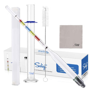 SOLIGT Triple Scale Hydrometer and Glass Jar for Wine, Beer, Mead, Cider & Kombucha-ABV, Brix and Gravity Test Kit