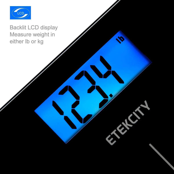 Etekcity Digital Body Weight Bathroom Scale with Step-On Technology, 400 Pounds, Body Tape Measure Included, Elegant Black