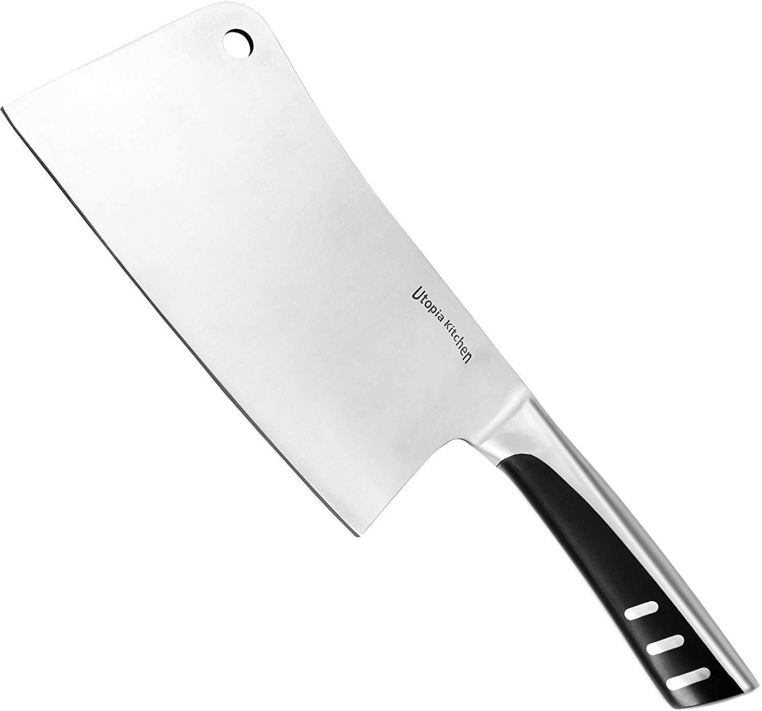 7 Inch Stainless Steel Chopper - Cleaver - Butcher Knife - Multipurpose Use for Home Kitchen or Restaurant by Utopia Kitchen