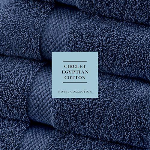 Luxury White Bath Towels Large - Circlet Egyptian Cotton | Highly Absorbent Hotel spa Collection Bathroom Towel | 27x54 Inch | Set of 4