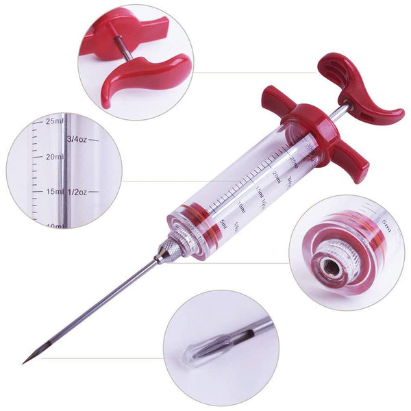 Meat Injector, GRILL BEAST 1-oz Plastic BBQ Marinade Injector Kit, Turkey Injector Syringe