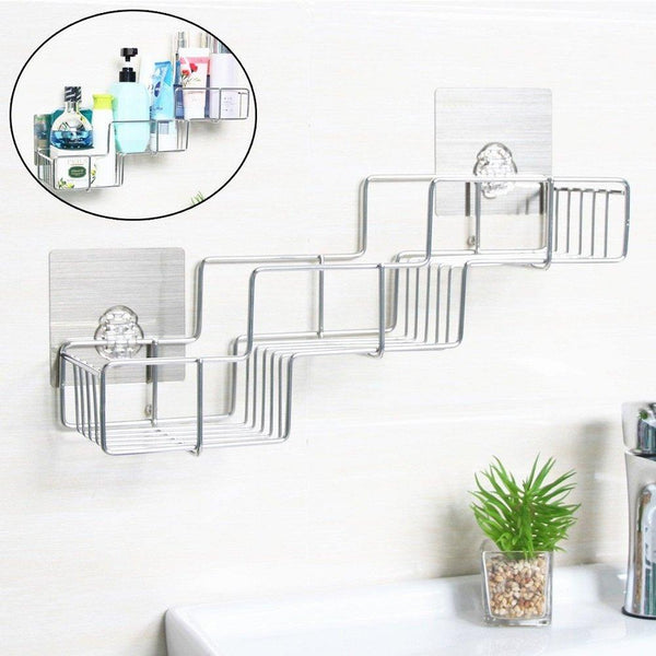 VIAV Bathroom Shelf Organizer Storage Adhesive Shower Caddy Basket Stainless Steel No Drilling No Rusting (Style A)