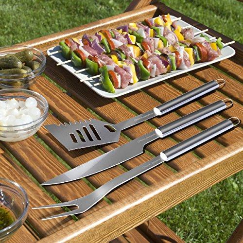 Home-Complete BBQ Grill Tool Set- 16 Piece Stainless Steel Barbecue Grilling Accessories with Aluminum Case, Spatula, Tongs, Skewers