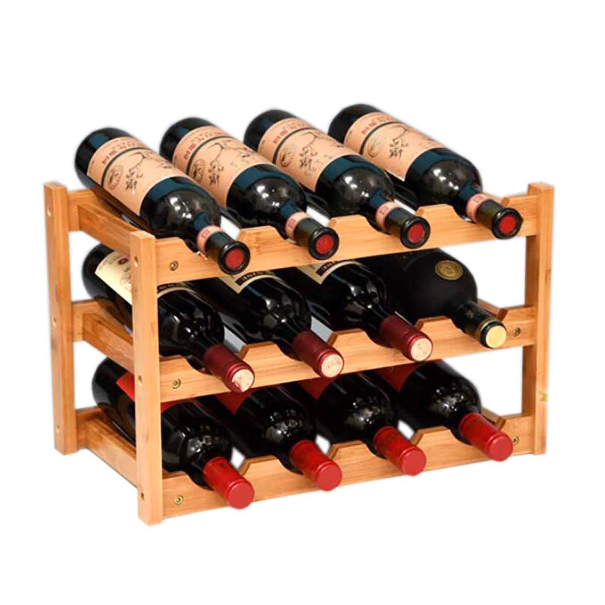 Riipoo 8-Bottle Wine Rack, 2-Tier Nature Bamboo Wine Display Rack, Fre ...