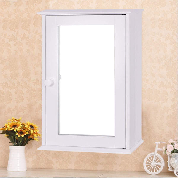 USA_BEST_SELLER Bathroom Wall Cabinet with Single Mirror Door Wall Mount Bathroom Storage Organizer