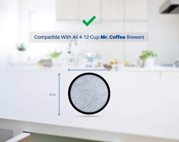 K&J 12-Pack of Mr. Coffee Compatible Water Filter Discs - Universal Fit Mr Coffee Compatible Filters - Replacement Charcoal Water Filter Discs for Mr Coffee Coffee Brewers - Better Than OEM!