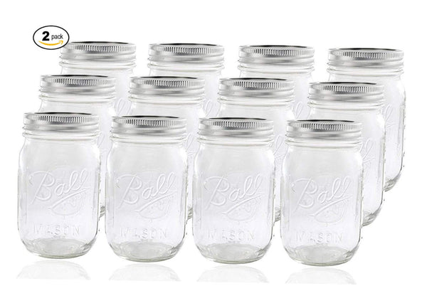 Ball Glass Mason Jar with Lid and Band, Regular Mouth, 12 Jars