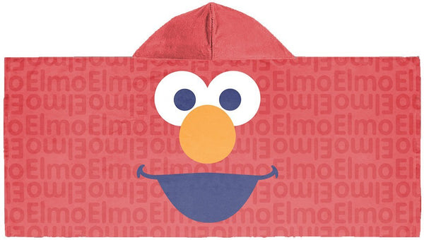 Jay Franco Sesame Street Super Soft & Absorbent Kids Hooded Bath/Pool/Beach Towel, Featuring Elmo - Fade Resistant Cotton Terry Towel, 22.5" Inch x 51" Inch (Official Sesame Street Product)