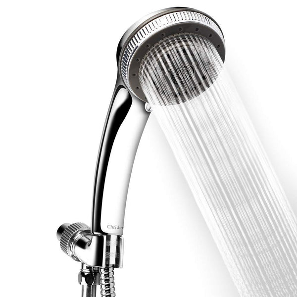 Chrider Handheld Shower Head with Hose, 7 Spray Settings Hand Held Shower Head, 3.2" High Pressure Showerhead, 60" Extra-long Stainless Steel Hose, Adjustable Mount, Chrome Handle Finish