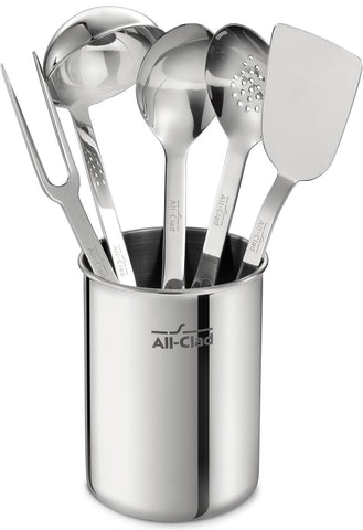 All-Clad TSET1 Stainless Steel Kitchen Tool Set Caddy Included, 6-Piece, Silver