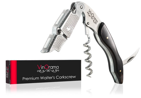 VinOrama Waiters Corkscrew Wine Opener Rosewood Handle 3-in-1 Beer Bottle Opener and Foil Cutter, The Best Choice of Professional Waiters and Bartenders Around the Globe