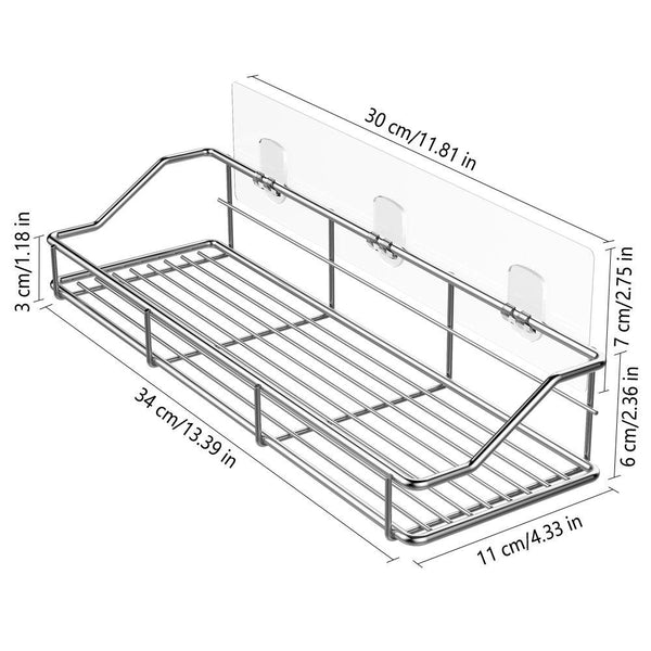 ODesign Adhesive Bathroom Shelf Organizer Shower Caddy Kitchen Spice Rack Wall Mounted No Drilling SUS304 Stainless Steel - 2 Pack