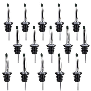 Swpeet 15 Pcs Stainless Steel Liquor Bottle Speed Pourers Tapered Spout with Rubber Dust Caps Perfect for Pubs, Clubs, Restaurants, Bars, Coffee Shops and Diners