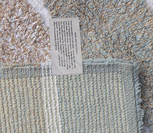 Chardin Home - 100% Pure Cotton - 2 Piece Cordural Stripe Bath Rug Set, (21''x34'' & 17''x24'') Gray-Beige with Latex spray non-skid backing