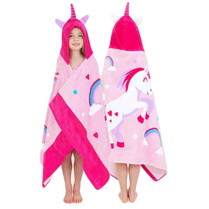Yayme! Girls Unicorn Hooded Beach Towel | Cotton Robe Perfect for The Swimming Pool for Kids and Toddlers | Fun Girl Accessories Toddler Towels with a Hood or Bathrobe | Poncho with Hood