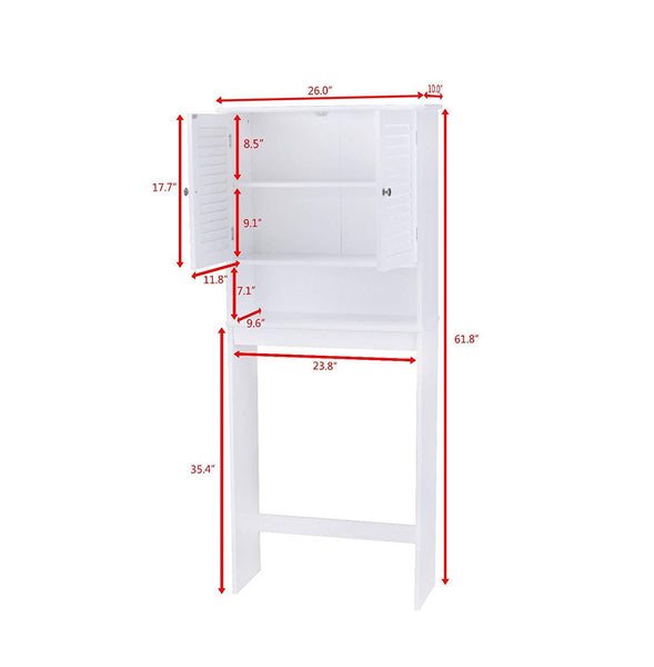 Bathroom Space Saver Over The Toilet Storage Shelved Cabinet Organizer White