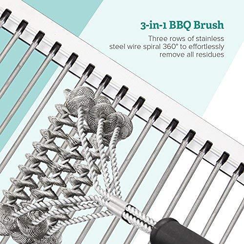 Sable Grill Brush Bristle Free - BBQ Grill Cleaning Brush and Scraper- Safe 18" Weber Grill Cleaning Kit for Stainless Steel, Ceramic, Iron, Gas & Porcelain Barbecue Grates