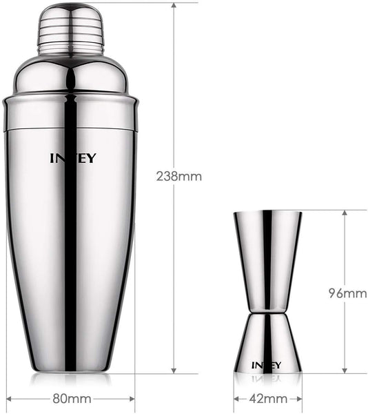 INTEY Stainless Steel Cocktail Shaker, 24 ounces, Jigger Included