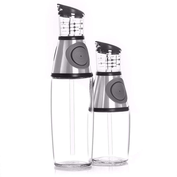 Olive Oil Dispenser Bottle Set - 2 Pack Oil Vinegar Cruet with Drip-Free Spouts by Belwares BL-OVS