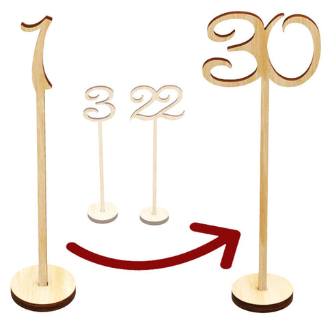 Wooden Table Numbers 1-30 Wedding Decor Centerpieces Thick Heavy Duty Tall Natural Signs Holder Vintage Decorations For Reception Cafe Restaurant Hotel Party Home Birthday Anniversary Banquet Catering